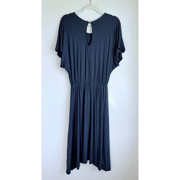 Amour Vert Vivian Flutter Short Sleeve Elastic Waist Modal Dress in Navy Size XS - Picture 4 of 10